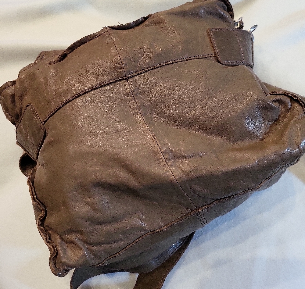 Liebeskind Carla Brown / Gray Genuine Leather Convertible Shoulder Bag Rare - Picture 3 of 12